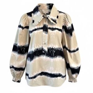 Munthe Tresco Tie Dye Button Down Shirt Sand Navy Pink Size 2 / 34 EUC